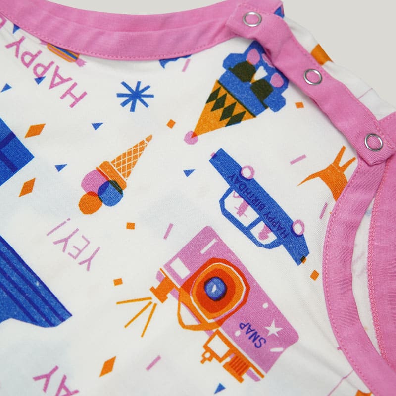 Cute Baby Girl Skin-Friendly Short-Sleeved Highly Elastic Romper With Snaps At The Neckline Newborn Onesie-2316240038