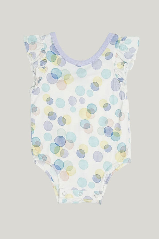 Cute Baby Girl Skin-Friendly Short-Sleeved Onesie, Shoulder Pleated Highly Elastic Infant Bodysuit-2315580218