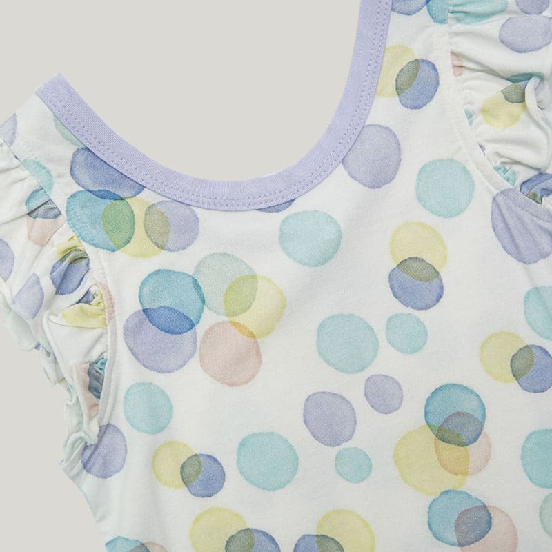 Cute Baby Girl Skin-Friendly Short-Sleeved Onesie, Shoulder Pleated Highly Elastic Infant Bodysuit-2315580218