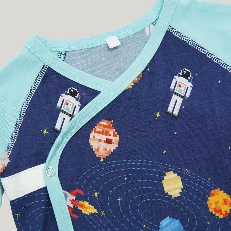 Soft Bamboo Fiber Baby Side Opening Onesie, Skin-Friendly And Comfortable Long-Sleeved Highly Elastic Newborn Bodysuit-2315580222