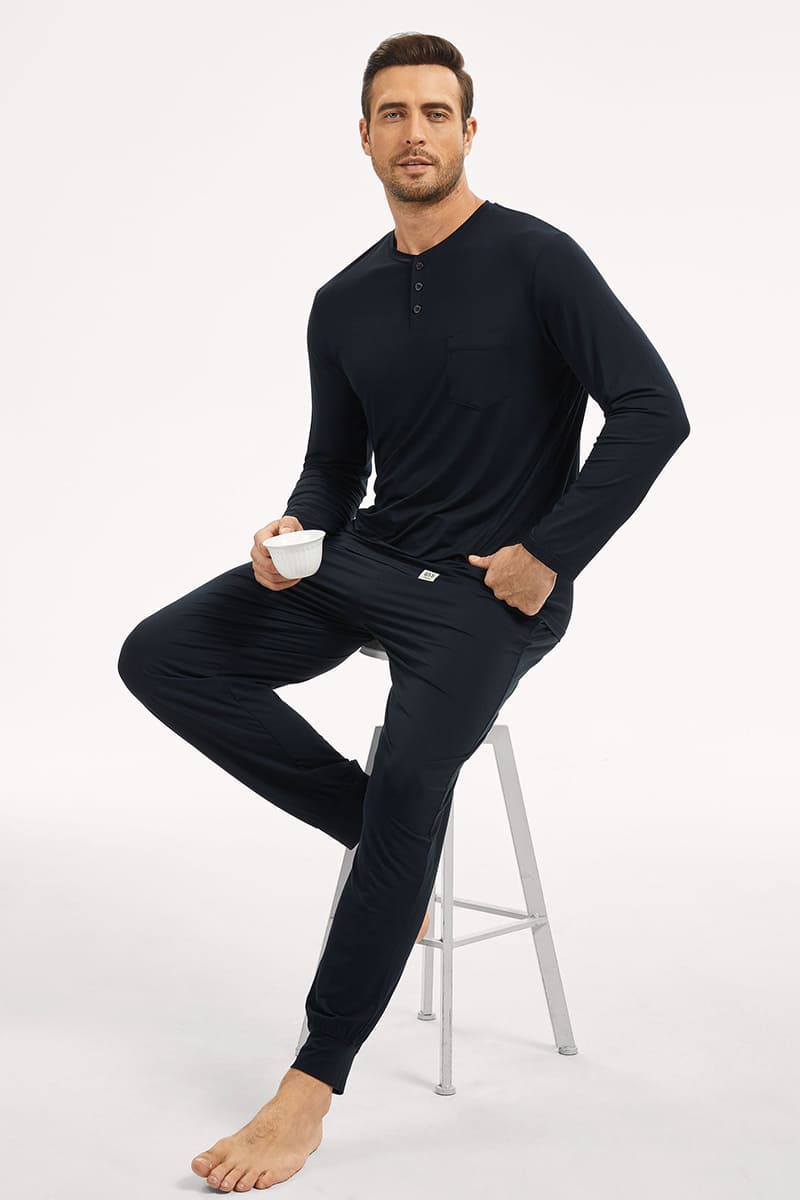 Bamboo Men'S Pj Manufacturing, Customized Henley Shirt Factory