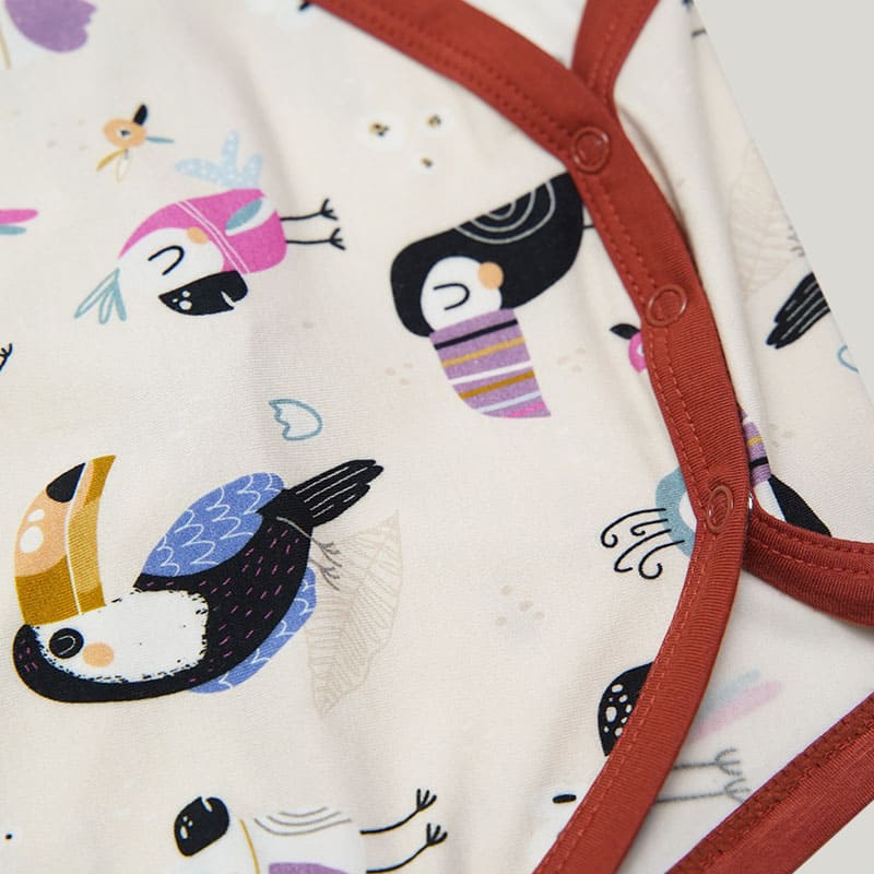 Skin-Friendly And Soft Bamboo Viscose Baby Short-Sleeved Romper Snap Button Highly Elastic Bodysuit On The Side-2311820279