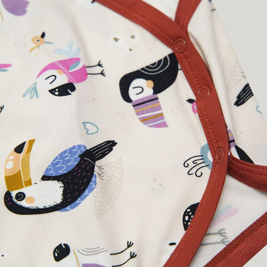 Skin-Friendly And Soft Bamboo Viscose Baby Short-Sleeved Romper Snap Button Highly Elastic Bodysuit On The Side-2311820279