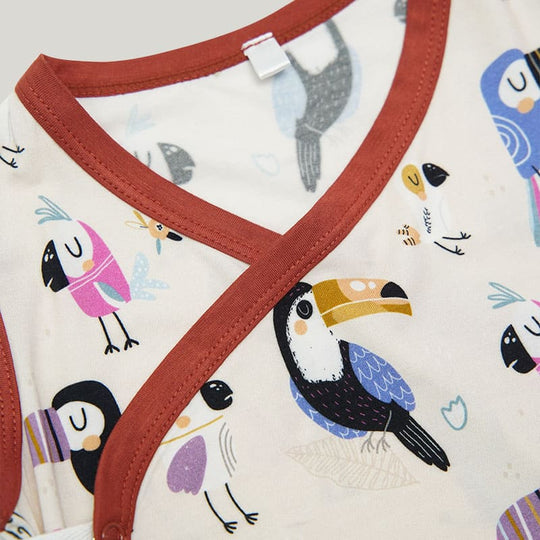 Skin-Friendly And Soft Bamboo Viscose Baby Short-Sleeved Romper Snap Button Highly Elastic Bodysuit On The Side-2311820279