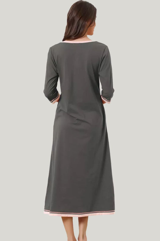 Soft And Skin-Friendly Women'S Long-Sleeved Nightgown