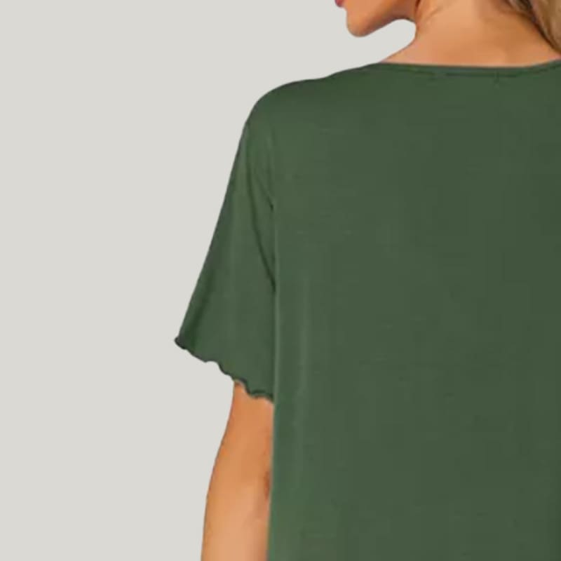 Soft And Skin-Friendly Women'S Short-Sleeved Button Nightgown