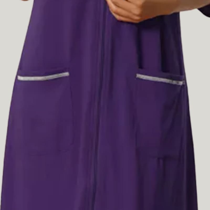 Loose And Comfortable Women'S Home Nightgown With Zipper Pocket Nightgown Robe