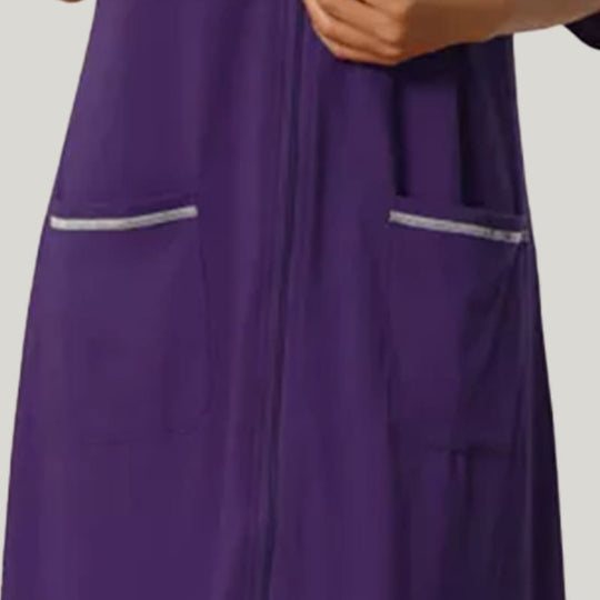 Loose And Comfortable Women'S Home Nightgown With Zipper Pocket Nightgown Robe