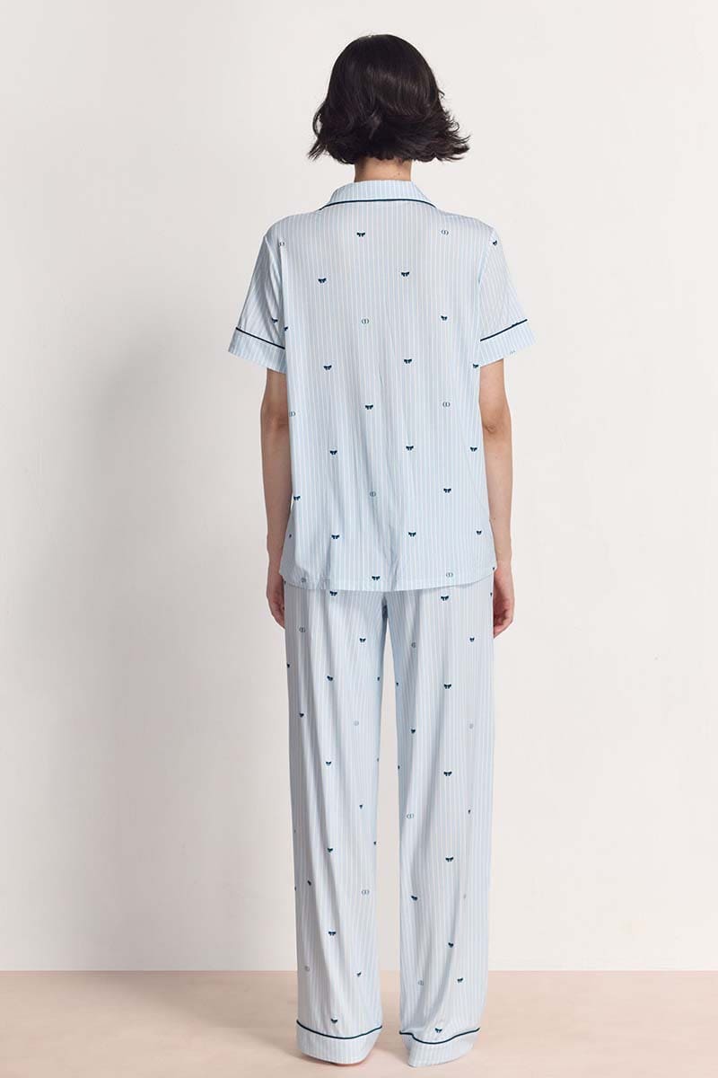 Custom Stripe Pj Sets,Bulk Lyocell Nighty Supplier