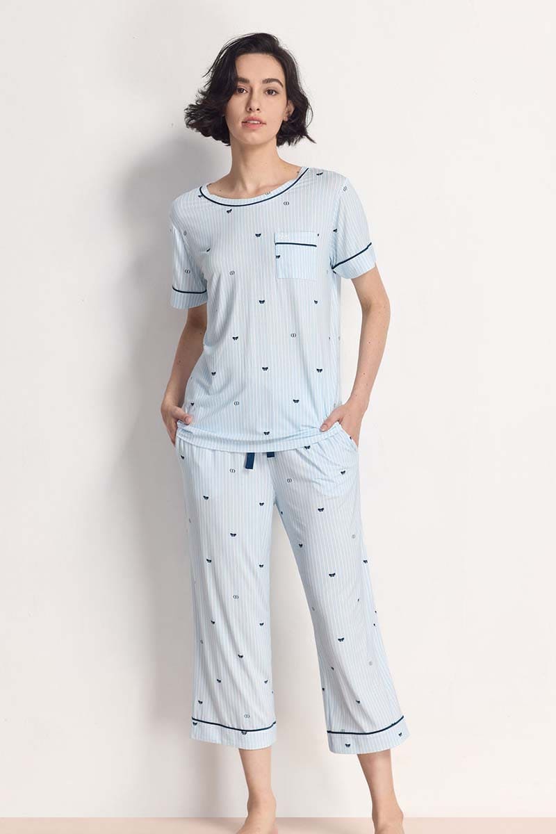 Private Label Stripe Pj Sets,Bulk Lyocell Nighty Supplier