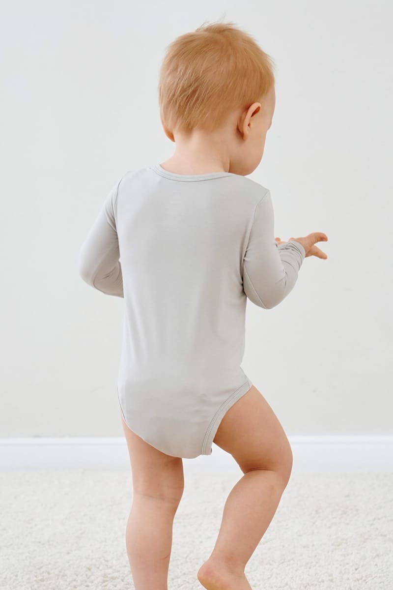 Bulk Bamboo Solod Baby Long-Sleeved Bodysuit Factory-2416520253