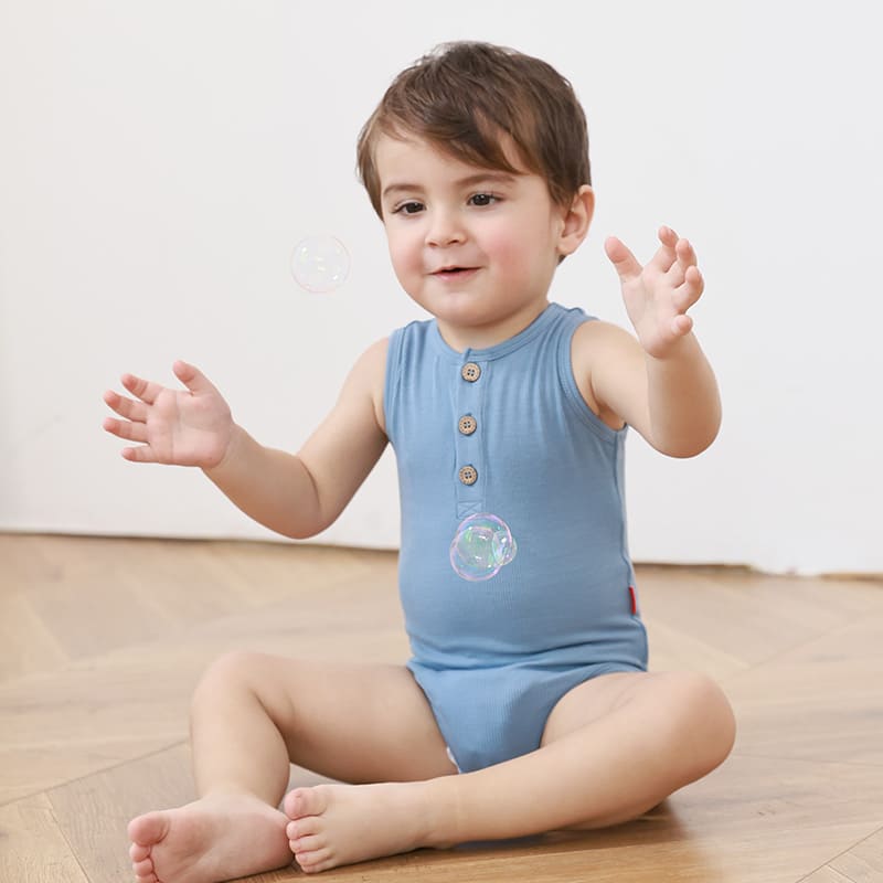 Customized Bulk Bamboo Ribbed Baby Sleeveless Bodysuits Factory-2416520352