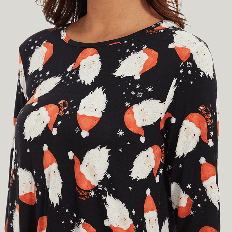 Customized Women'S Bamboo Spandex Long Sleeve Christmas Printed Nightdress-2411820046