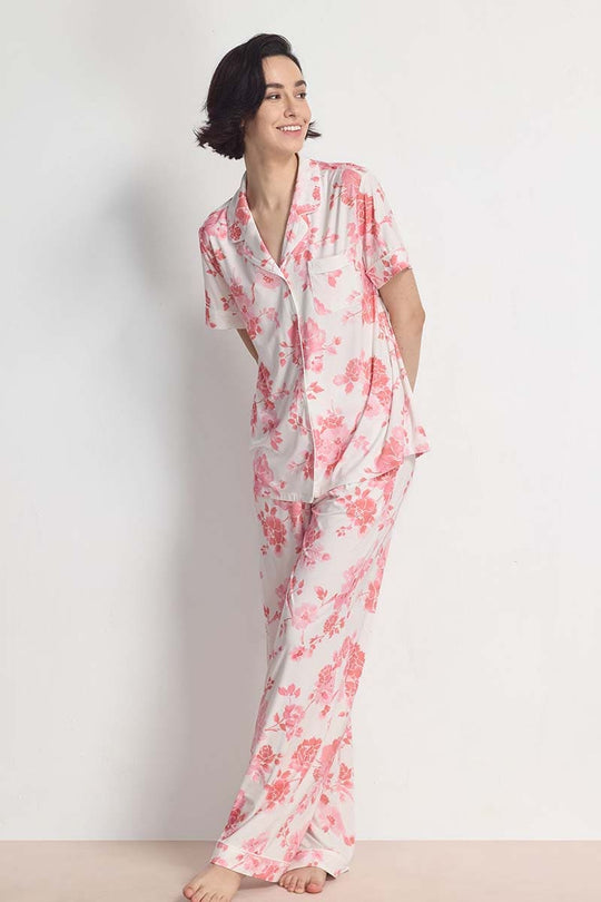 Private Label Printed Short-Sleeve Pajama Set Lyocell Nighty Supplier