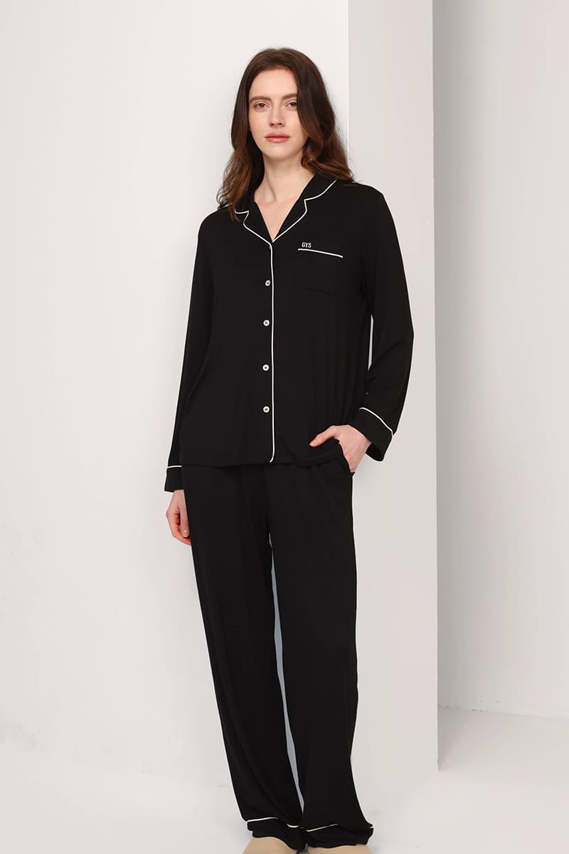 Relaxed Piped Pj Sets For Men In Bulk,Custom Lyocell Nighty Supplier