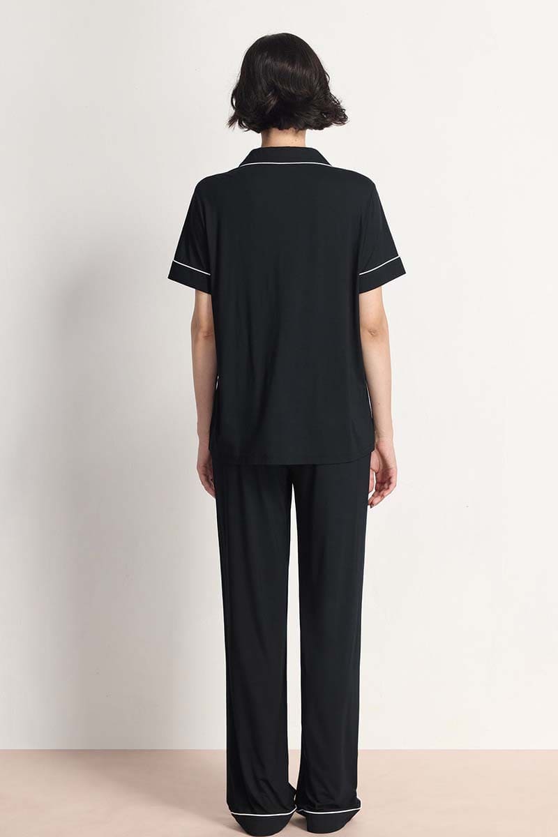 Relaxed Piped Pj Sets For Women In Bulk,Custom Lyocell Nighty Supplier