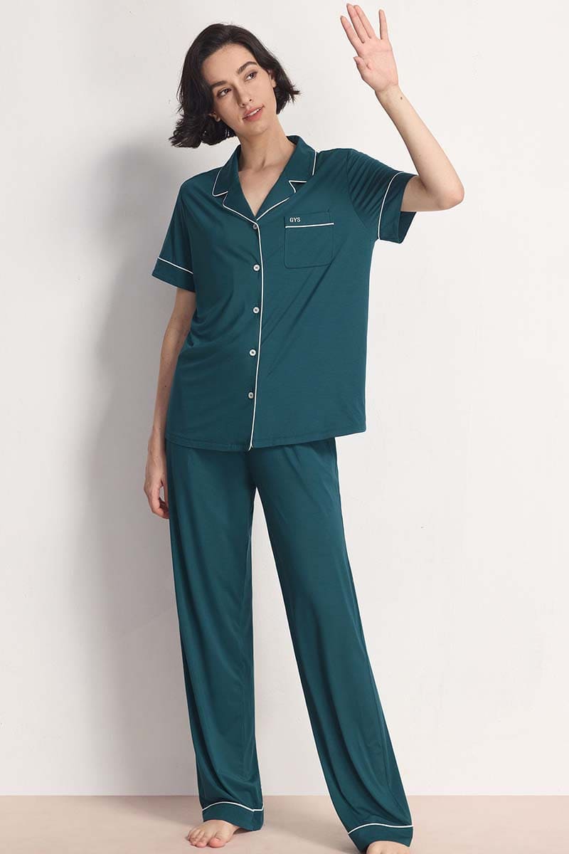 Private Label Soft Short-Sleeve Pajama Set Lyocell Nighty Supplier