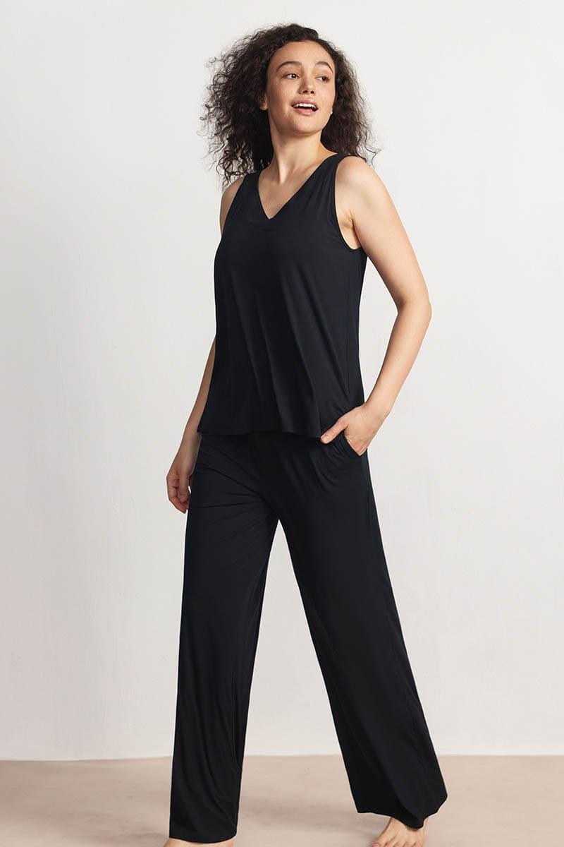 Private Label V-Neck Tank And Pants Set,Bulk Lyocell Nighty Manufacturer