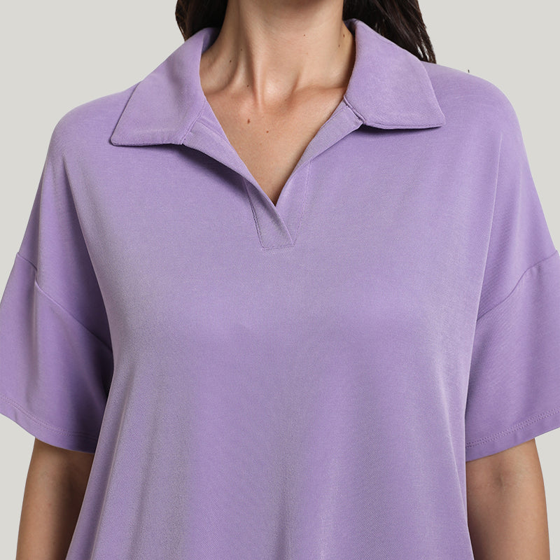 Comfortable Breathable V Women’s Knit Short-sleeve Nightgown-2311740069