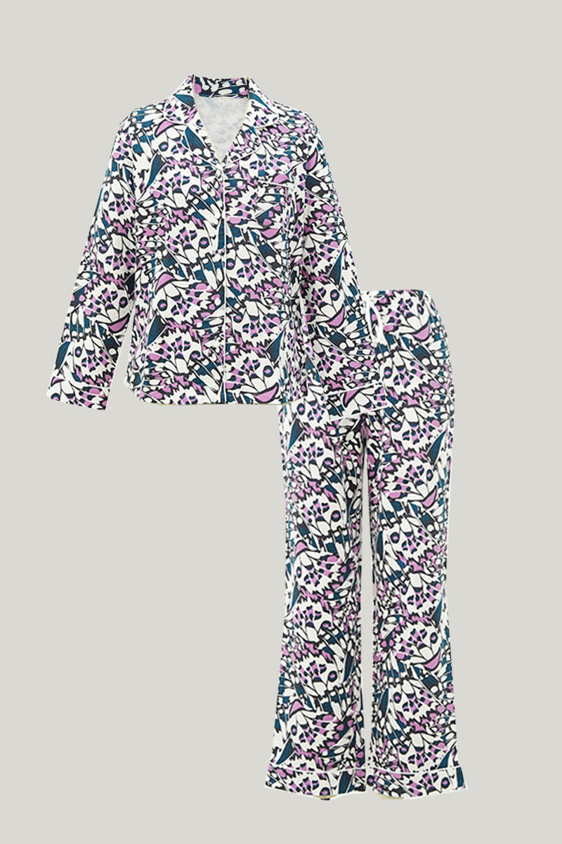 Sexy Soft Women’s Knit Long-sleeve Long Pants Open Pajamas Set-2313810105