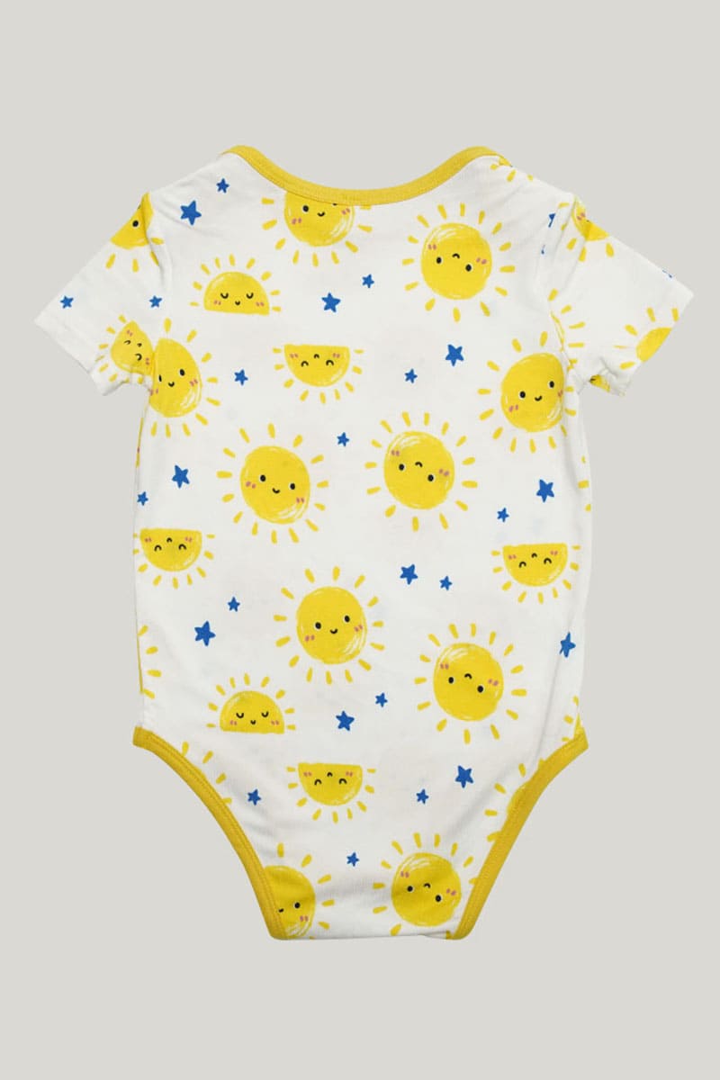 Newborn Knitted Short-Sleeved Knitted Children'S Romper, Newborn Bodysuits With Sun Pattern-2416340014