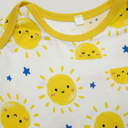 Newborn Knitted Short-Sleeved Knitted Children'S Romper, Newborn Bodysuits With Sun Pattern-2416340014