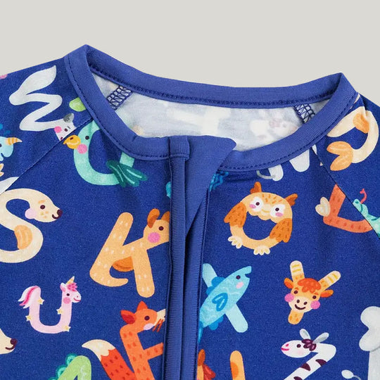Bamboo Fiber Baby Sleepsuits Soft Skin-Friendly Breathable Letter Pattern Jumpsuit