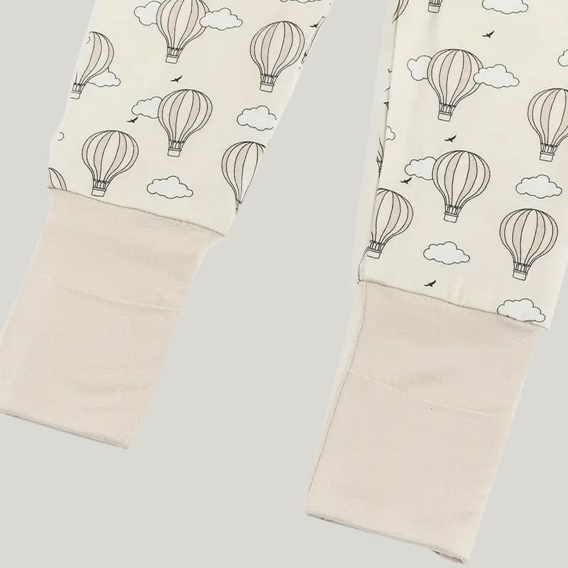 Bamboo Fiber Baby Sleepsuits Soft Skin-Friendly Breathable Hot Air Balloon Pattern Jumpsuit