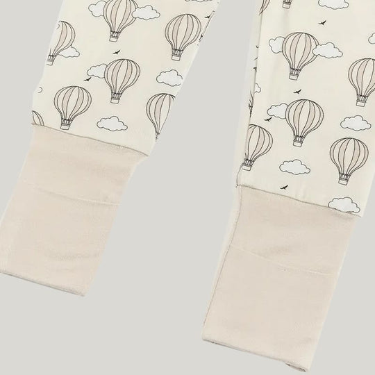 Bamboo Fiber Baby Sleepsuits Soft Skin-Friendly Breathable Hot Air Balloon Pattern Jumpsuit