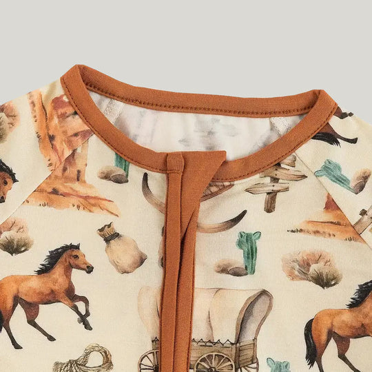 Bamboo Fiber Baby Sleepsuits Soft Skin-Friendly And Breathable Horse Pattern Onesie