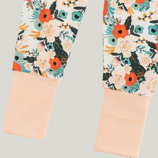 Bamboo Fiber Baby Sleepsuits Soft Skin-Friendly And Breathable Floral Pattern Onesie