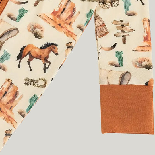 Bamboo Fiber Baby Sleepsuits Soft Skin-Friendly And Breathable Horse Pattern Onesie