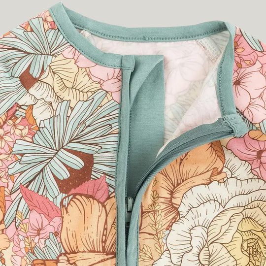 Bamboo Fiber Baby Sleepsuits Soft Skin-Friendly Breathable Floral Pattern Jumpsuit