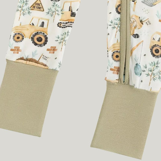 Bamboo Fiber Baby Sleepsuits Soft Skin-Friendly And Breathable Excavator Pattern Onesie