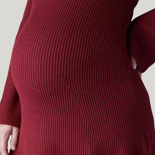Skin-Friendly Elastic Ribbed Maternity Dress/Labor & Delivery Gowns