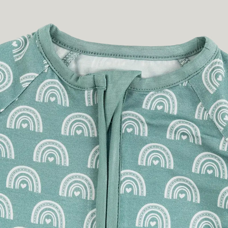 Bamboo Fiber Baby Sleepsuits Soft Skin-Friendly And Breathable Fingerprint Pattern Onesie