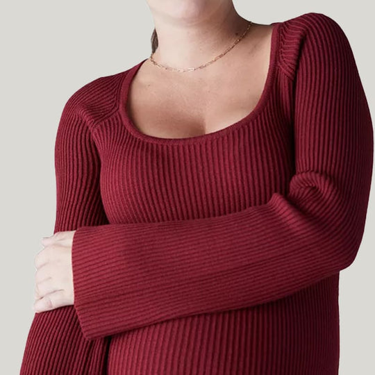 Skin-Friendly Elastic Ribbed Maternity Dress/Labor & Delivery Gowns