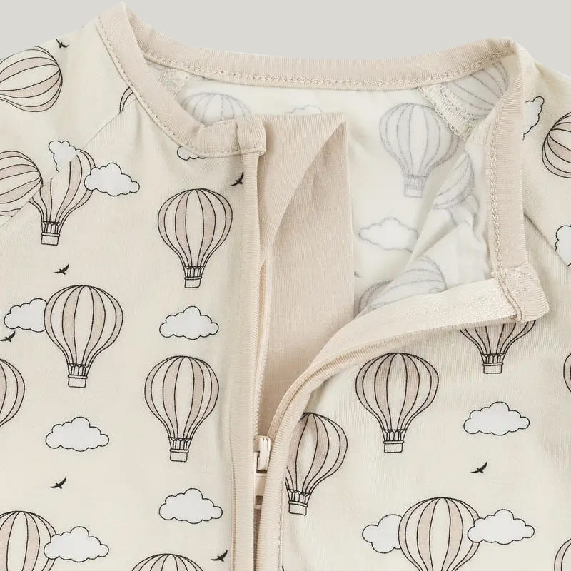 Bamboo Fiber Baby Sleepsuits Soft Skin-Friendly Breathable Hot Air Balloon Pattern Jumpsuit