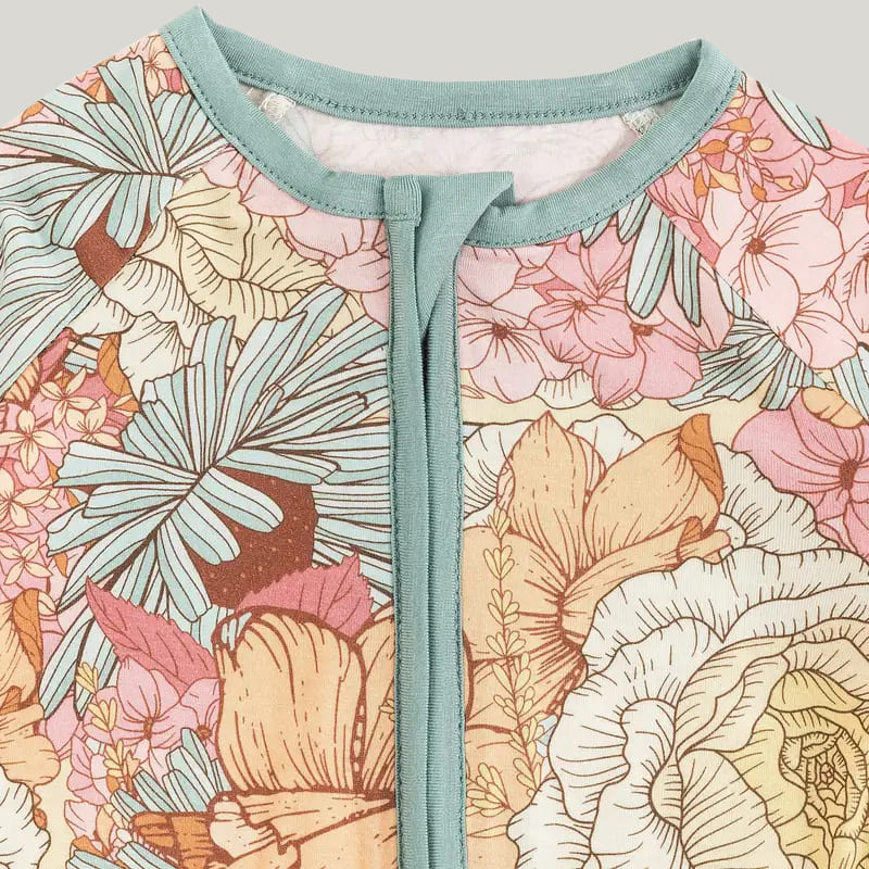Bamboo Fiber Baby Sleepsuits Soft Skin-Friendly Breathable Floral Pattern Jumpsuit