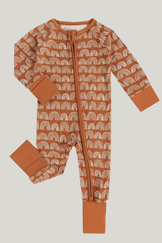 Bamboo Fiber Baby Sleepsuits Soft Skin-Friendly Breathable Fingerprint Pattern Jumpsuit