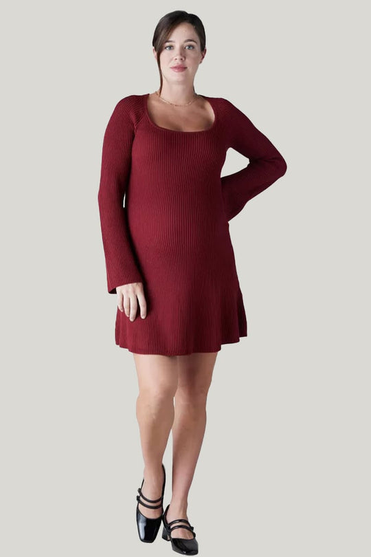 Skin-Friendly Elastic Ribbed Maternity Dress/Labor & Delivery Gowns