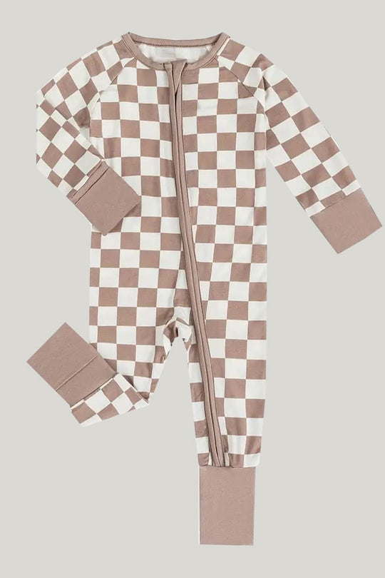 Bamboo Fiber Baby Sleepsuits Soft Skin-Friendly Breathable Floral Pattern Jumpsuit Skin-Friendly And Breathable Checkered Pattern Onesie