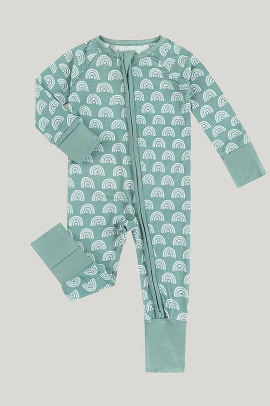 Bamboo Fiber Baby Sleepsuits Soft Skin-Friendly And Breathable Fingerprint Pattern Onesie