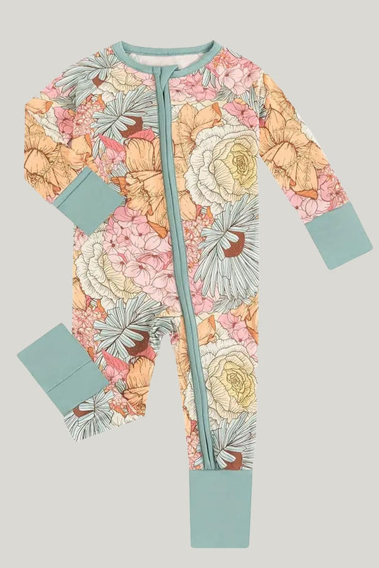 Bamboo Fiber Baby Sleepsuits Soft Skin-Friendly Breathable Floral Pattern Jumpsuit