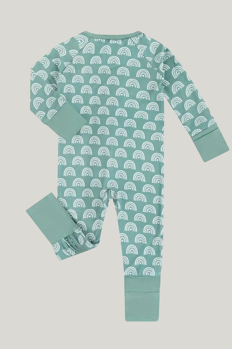 Bamboo Fiber Baby Sleepsuits Soft Skin-Friendly And Breathable Fingerprint Pattern Onesie