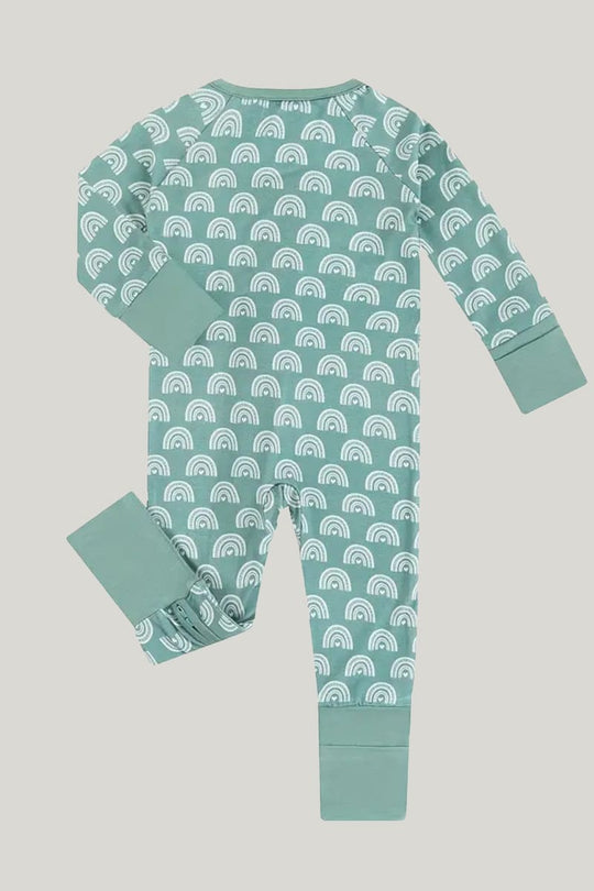 Bamboo Fiber Baby Sleepsuits Soft Skin-Friendly And Breathable Fingerprint Pattern Onesie