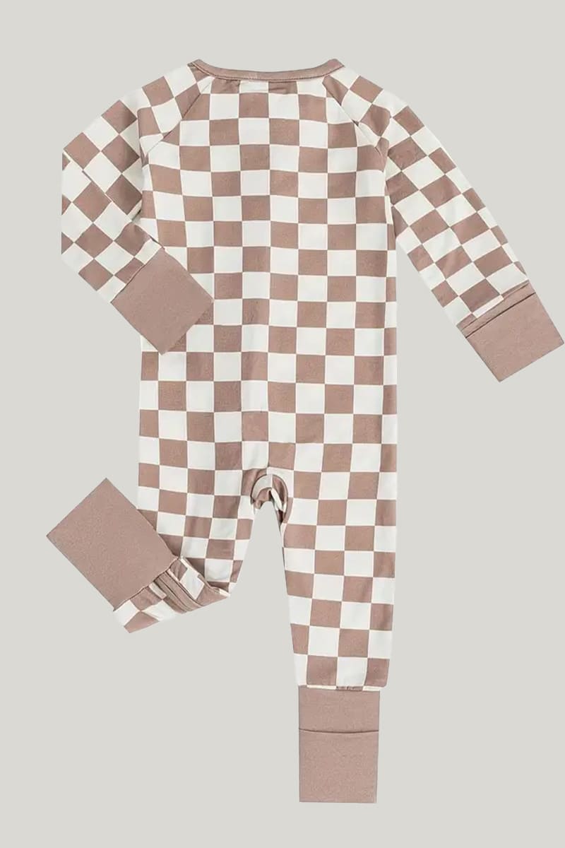 Bamboo Fiber Baby Sleepsuits Soft Skin-Friendly Breathable Floral Pattern Jumpsuit Skin-Friendly And Breathable Checkered Pattern Onesie