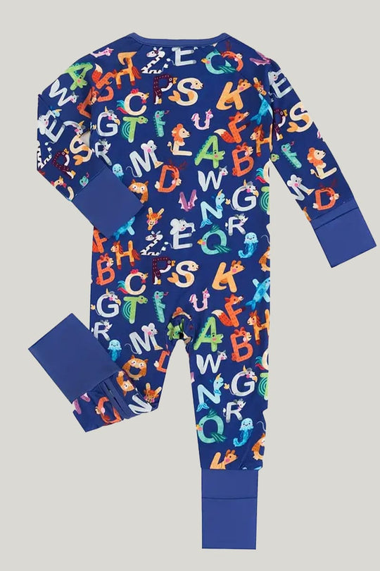 Bamboo Fiber Baby Sleepsuits Soft Skin-Friendly Breathable Letter Pattern Jumpsuit