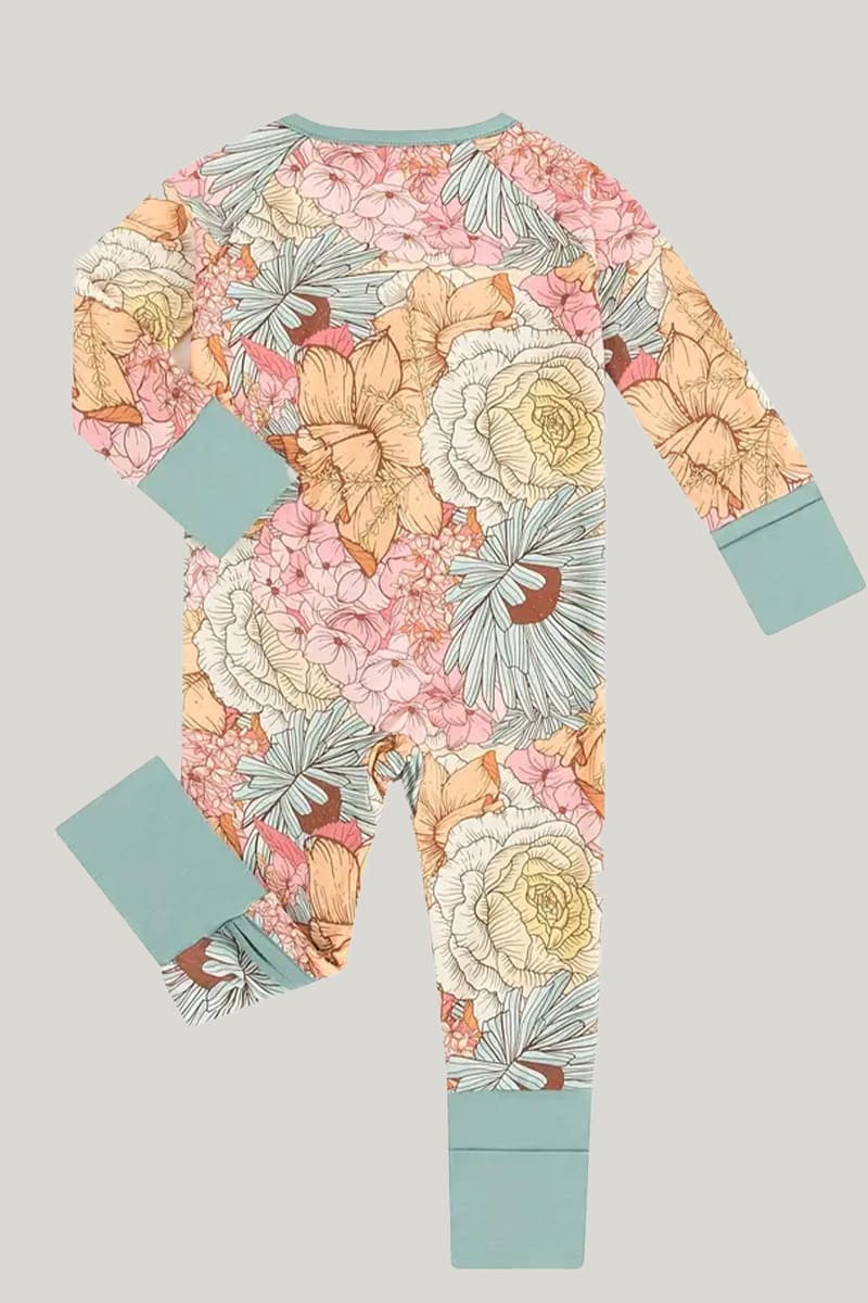 Bamboo Fiber Baby Sleepsuits Soft Skin-Friendly Breathable Floral Pattern Jumpsuit