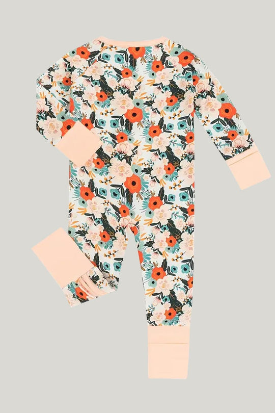 Bamboo Fiber Baby Sleepsuits Soft Skin-Friendly And Breathable Floral Pattern Onesie